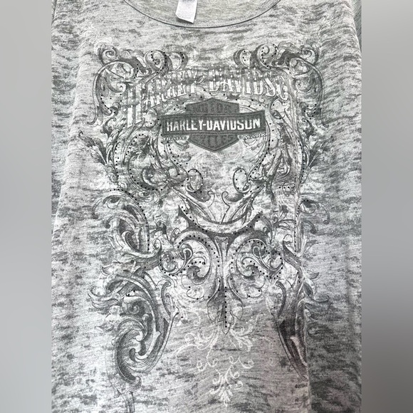 Harley Davidson Womens Gray Burnout W/ Rhinestones Gaylord Michigan T- Shirt 2XL - Picture 7 of 14